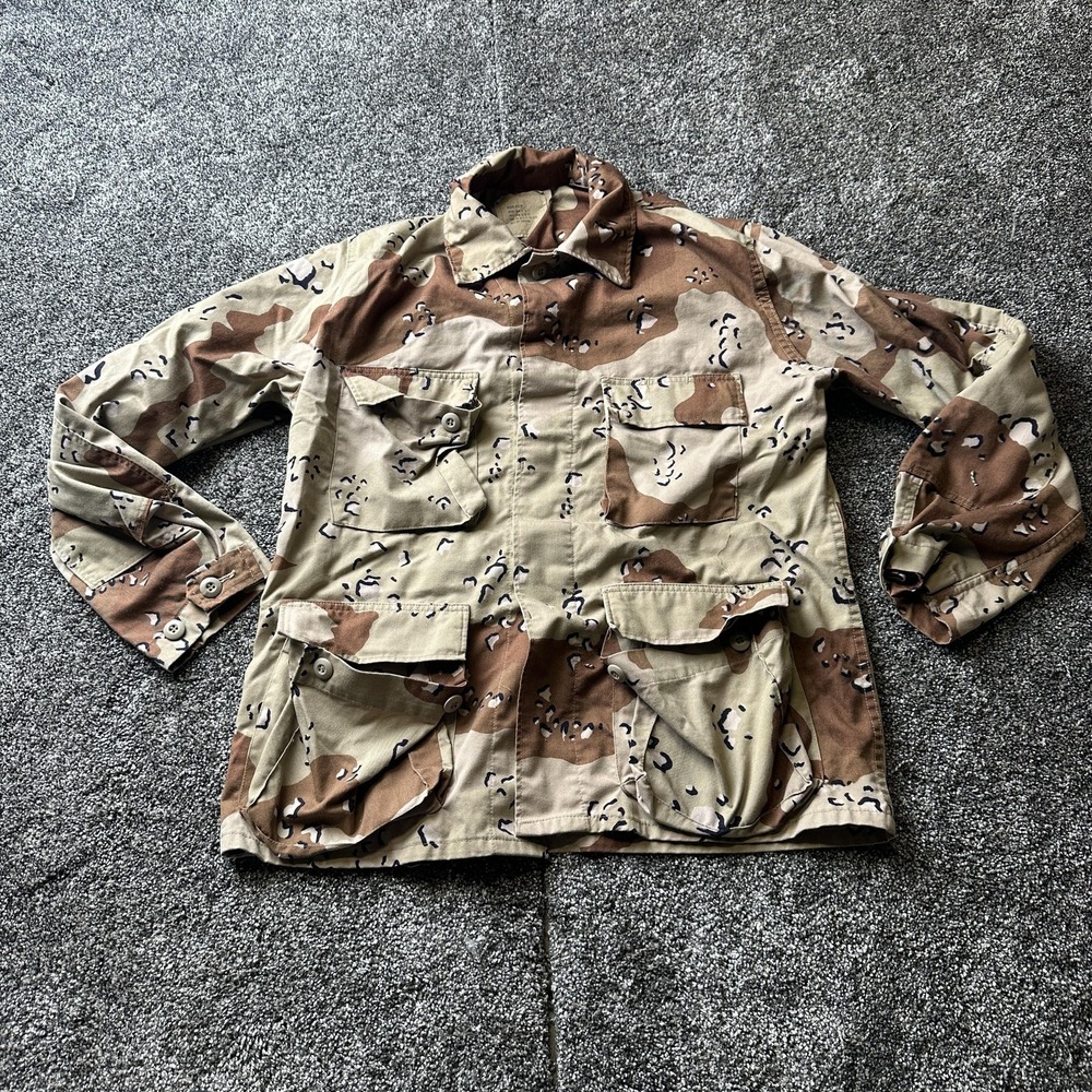 Vintage US Military Jacket Mens M‎ Beige Desert Camouflage Chocolate Chip 80s